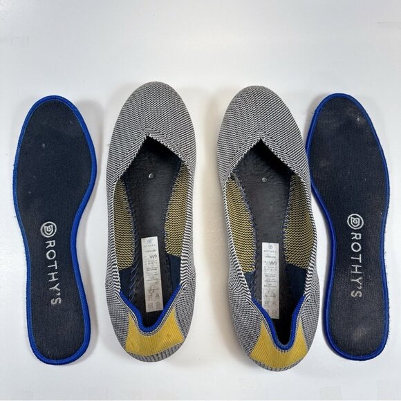 Rothy's Womens 9 Shale Ribbon Stripe Round Toe Flats - Picture 10 of 14